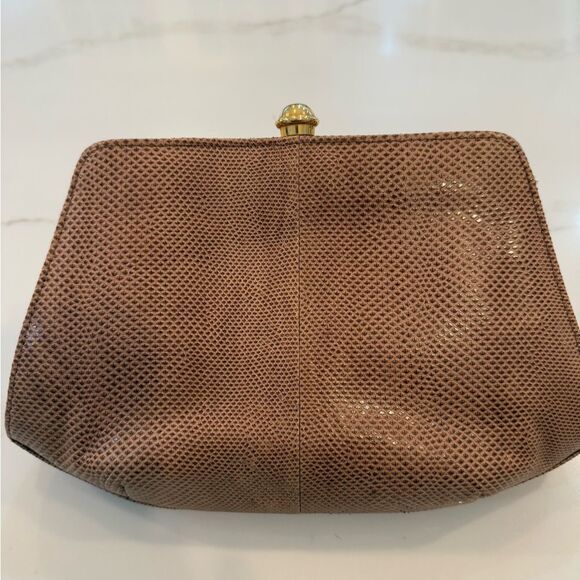 Snakeskin Tan with gold bottom clutch - Picture 2 of 5